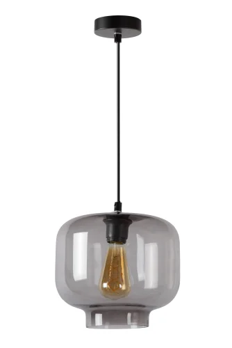 Светильник подвесной Medine 46413/01/65 Lucide серый прозрачный 1 лампа, основание чёрное в стиле современный выдувное фото 2